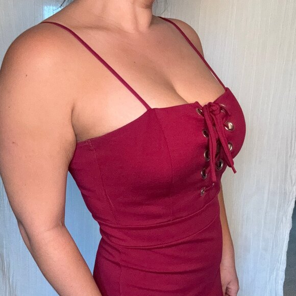 3/for$10🍒 - *Like New* Burgundy Wine Midi Dress (Large) - Picture 3 of 7